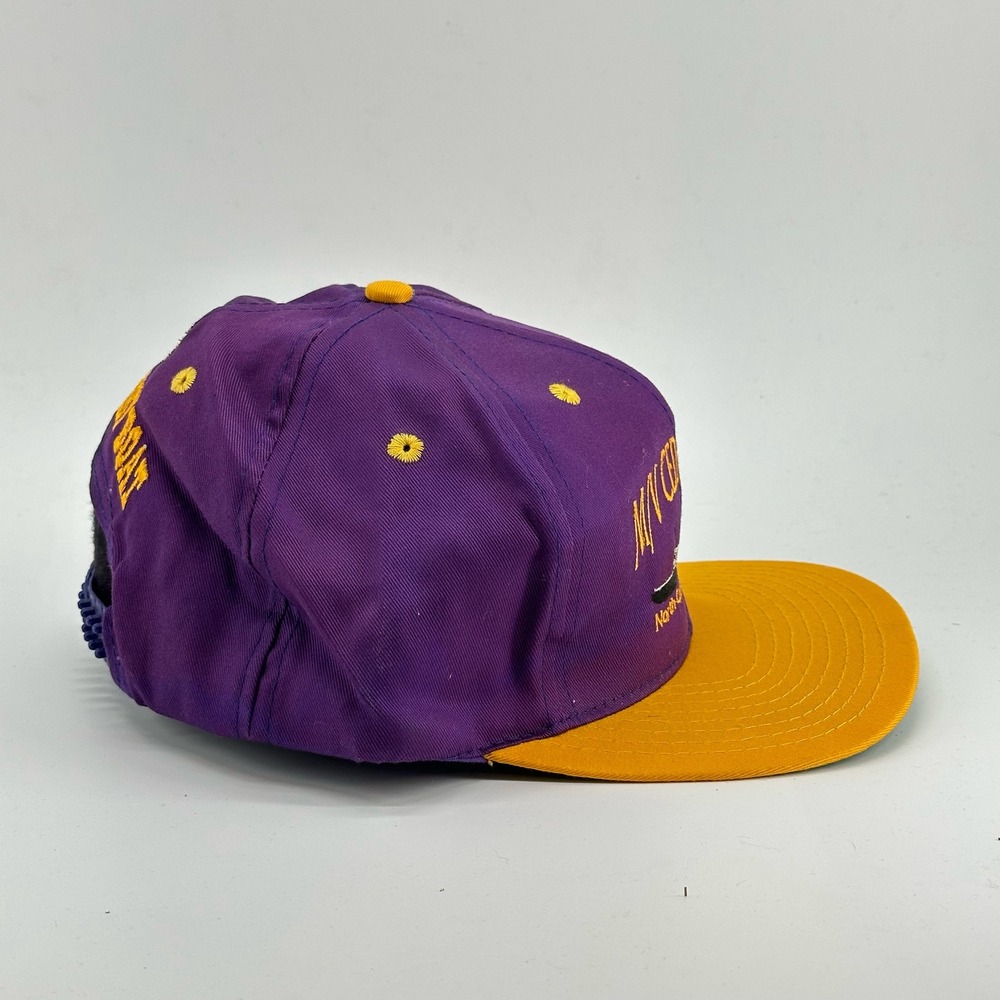 Vintage Cedar Island NC Snapback Hat Mens Purple M/V Ferry Pirate Script 90's - Picture 4 of 7